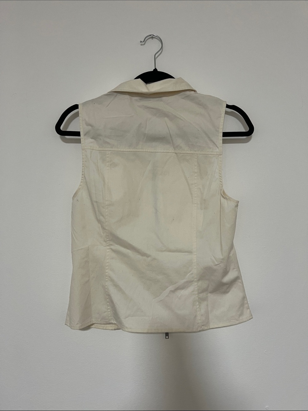 Mango Cream Sleeveless Zip Jacket with Silver Studs - Picture 3 of 3